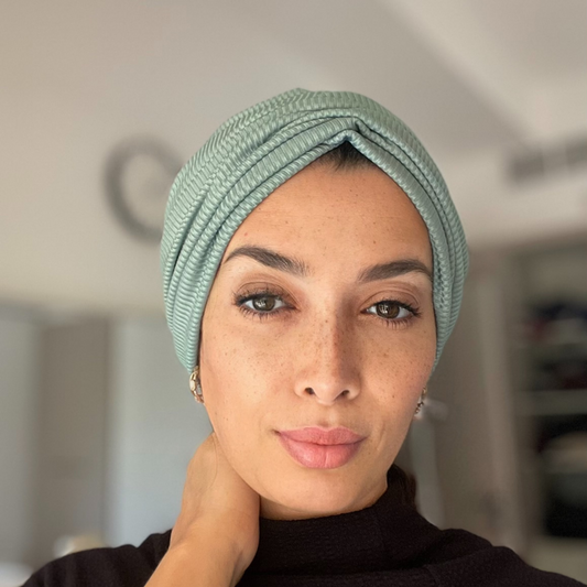 Rucha in sage green stripes